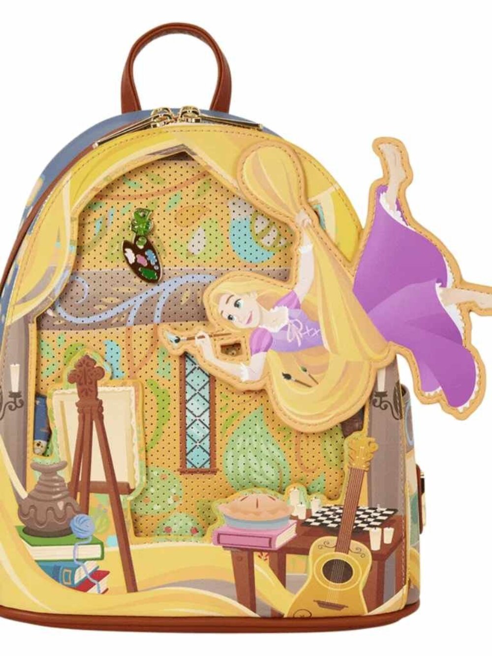 Loungefly Tangled Rapunzel Swinging Glow Pin Trader Mini Backpack NWT